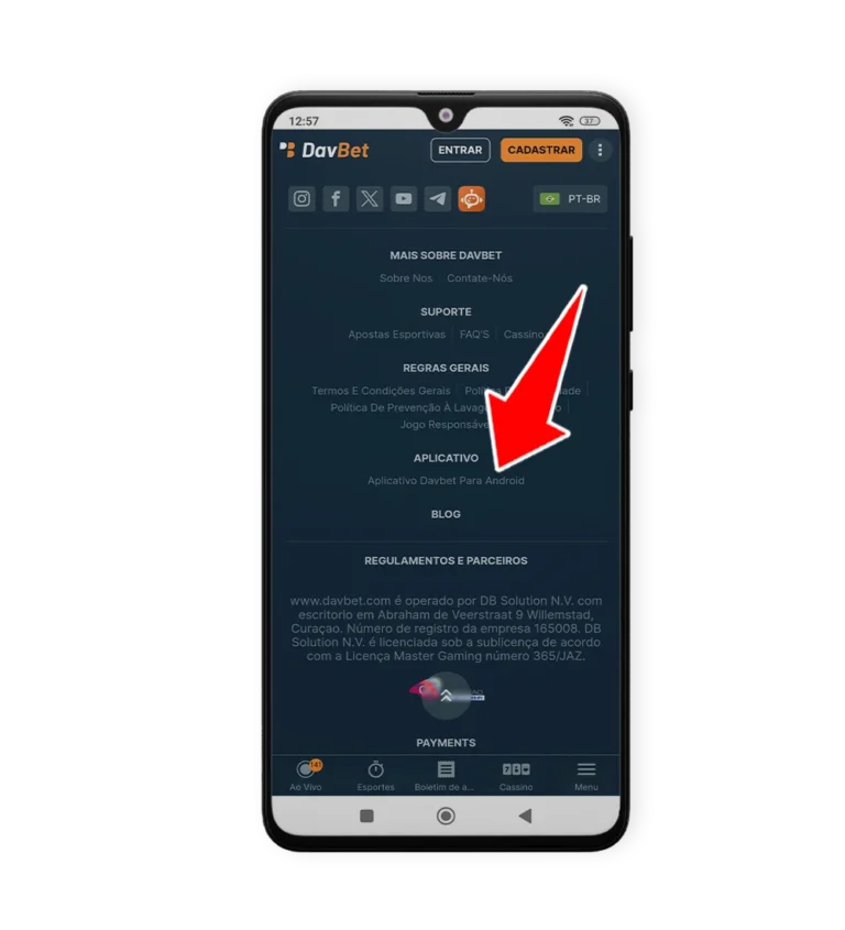 Passo 2 Como baixar a DavBet para Android